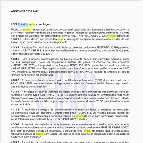 Quais são os ensaios após a montagem?