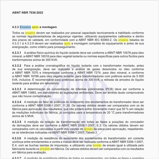 Quais são os ensaios após a montagem?