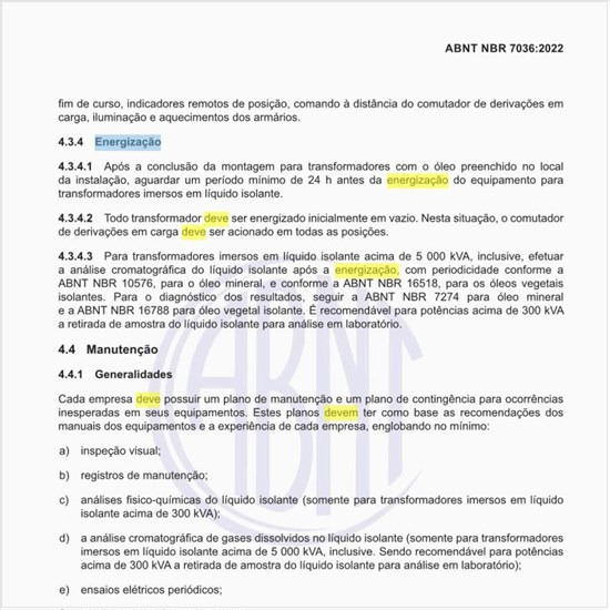 O que deve ser feito para a energização do transformador?