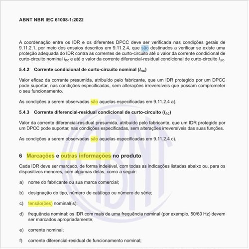 Quais são as marcações e outras informações no produto?