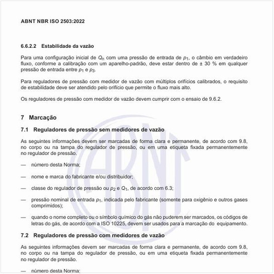 Como deve ser feita a marcação dos reguladores de pressão?