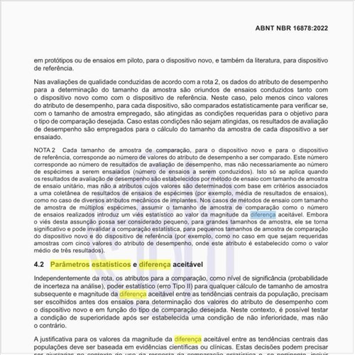 Quais devem ser os parâmetros estatísticos e a diferença aceitável?