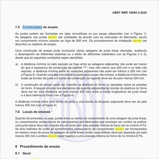 Como devem ser feitas as construções de ensaio?