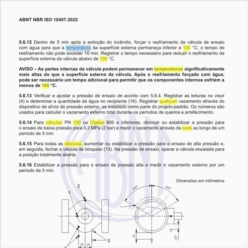 Qual deve ser o local dos sensores de medição de temperatura em válvulas de sede resiliente até DN 100 – NPS 4 – PN 10, PN 16, PN 25 e PN 40 – Classe 150 e Classe 300?