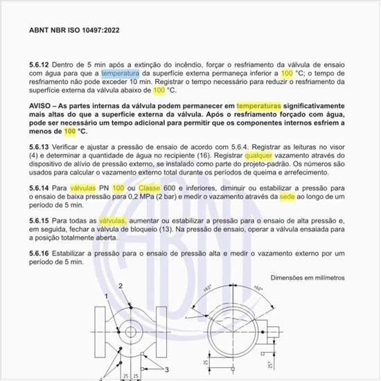 Qual deve ser o local dos sensores de medição de temperatura em válvulas de sede resiliente até DN 100 – NPS 4 – PN 10, PN 16, PN 25 e PN 40 – Classe 150 e Classe 300?