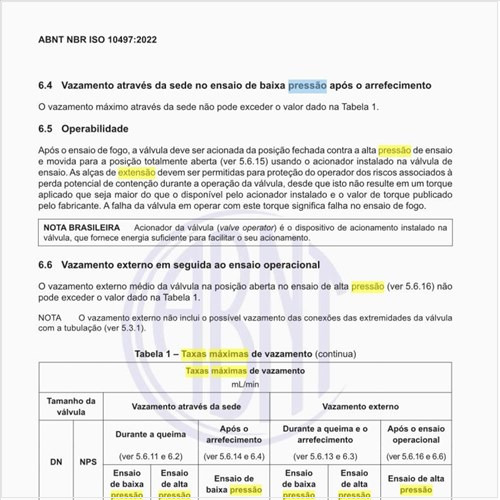 Quais são as taxas máximas de vazamento?