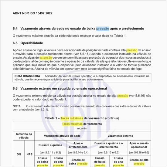 Quais são as taxas máximas de vazamento?
