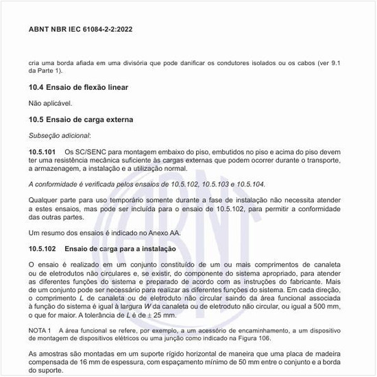 Como deve ser executado o ensaio de carga para a instalação?