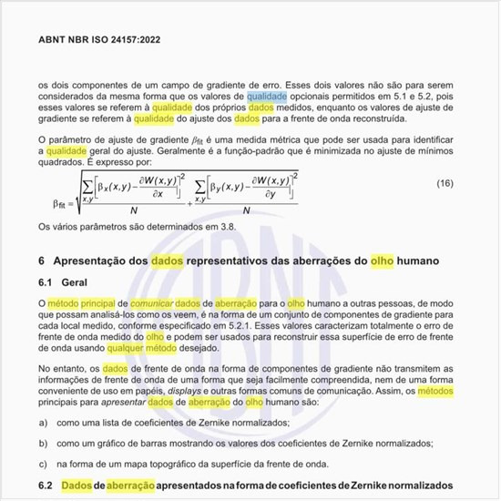 Qual o método principal de comunicar dados de aberração para o olho humano?