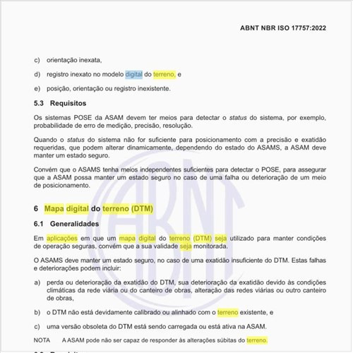 O que fazer em aplicações em que um mapa digital do terreno (DTM) seja utilizado?