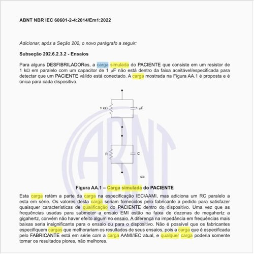 Qual deve ser a carga simulada do paciente?
