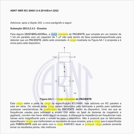 Qual deve ser a carga simulada do paciente?