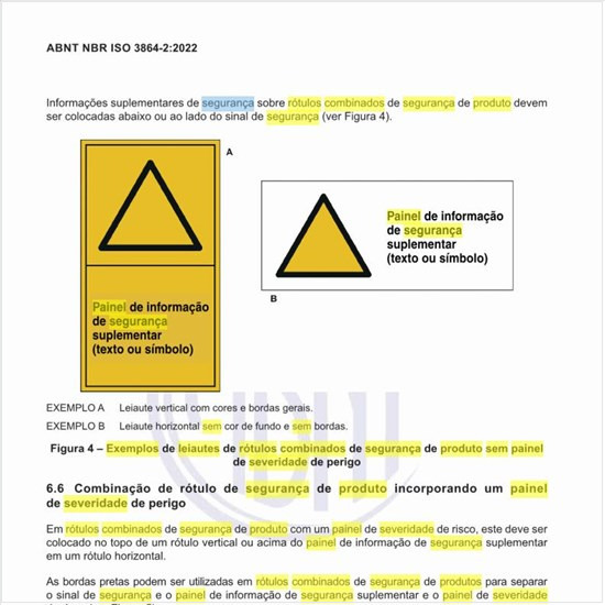 Quais os exemplos de leiautes de rótulos combinados de segurança de produto sem painel de severidade de perigo?