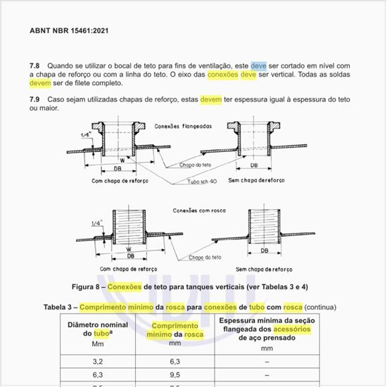 Qual deve ser o comprimento mínimo da rosca para conexões de tubo com rosca?
