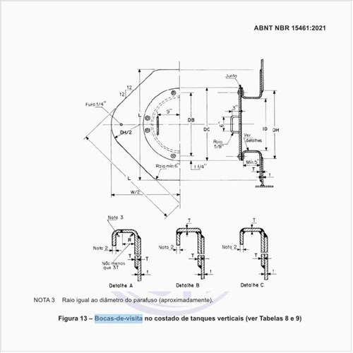 Quais são as dimensões da boca de visita no costado?