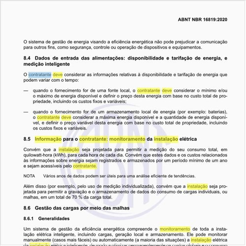 Como deve ser a informação para o contratante para o monitoramento da instalação elétrica?