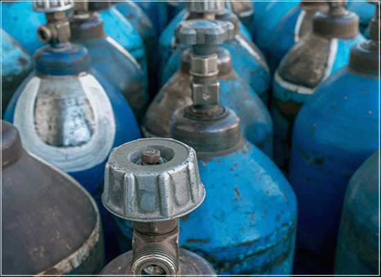 A identificação dos cilindros de gases