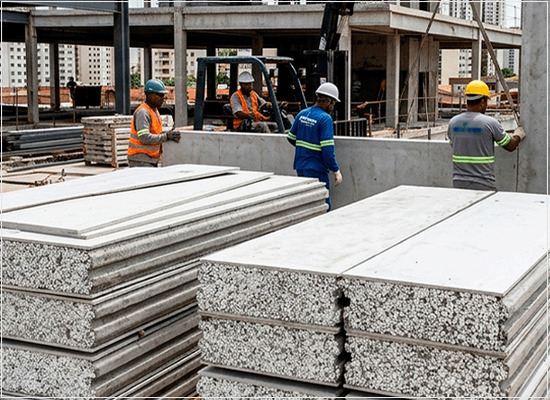 As edificações com sistema de vedação de painéis leves modulares de cimento