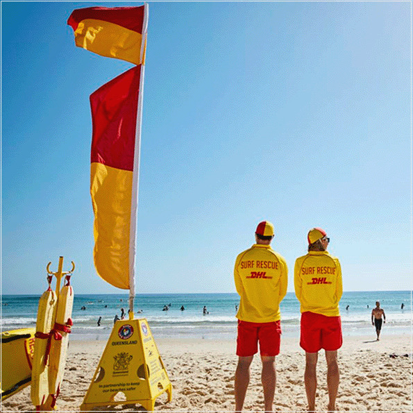 A seleção e o uso dos sinais de segurança aquática e bandeiras em praias