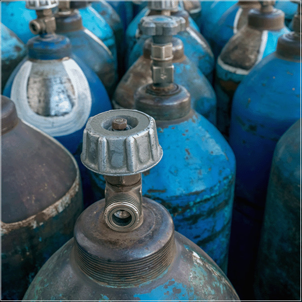 A identificação dos cilindros de gases