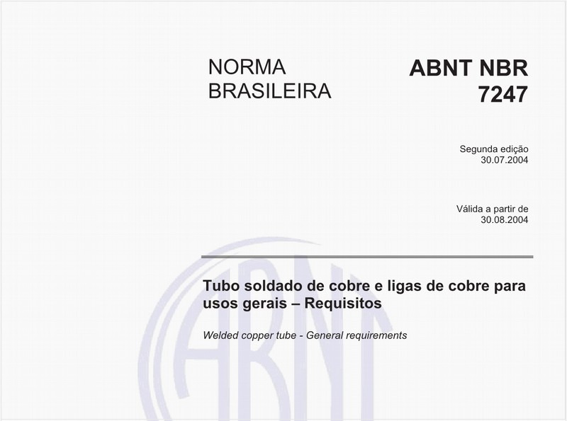 Tubo soldado de cobre e ligas de cobre para usos gerais - Requisitos