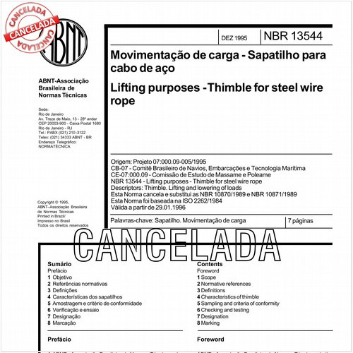 Movimentação de carga - Sapatilho para cabo de aço