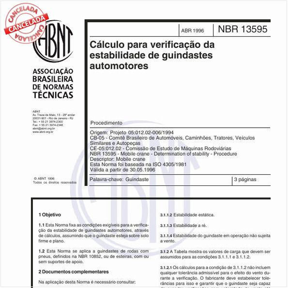 Cálculo para verificação da estabilidade de guindastes automotores