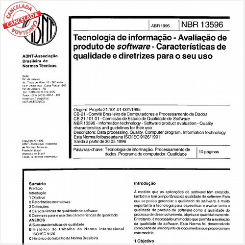 Tecnologia de informação - Avaliação de produto de software - Características de qualidade e diretrizes para o seu uso
