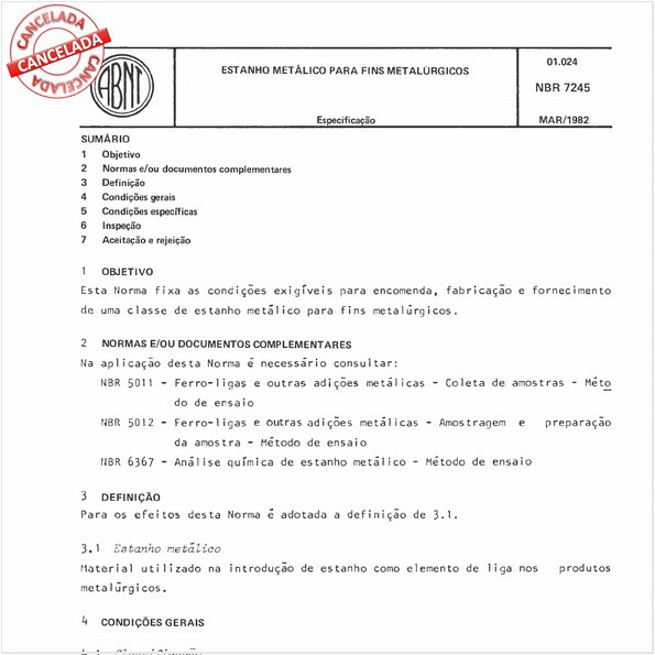 Estanho metálico para fins metalúrgicos