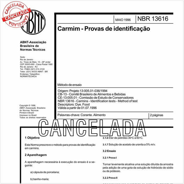 Carmim - Provas de identificação