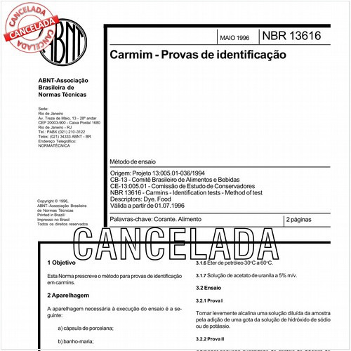 Carmim - Provas de identificação