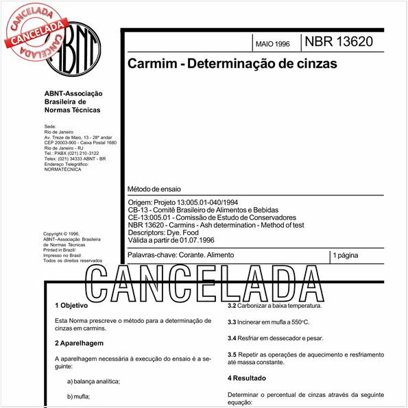 Carmim - Determinação de cinzas