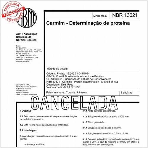 Carmim - Determinação de proteína