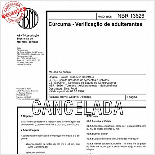 Cúrcuma - Verificação de adulterantes