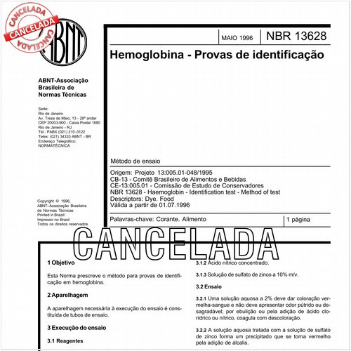 Hemoglobina - Provas de identificação