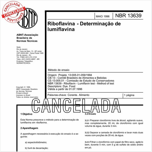 Riboflavina - Determinação de lumiflavina