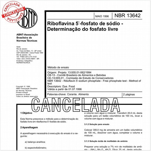Riboflavina 5'-fosfato de sódio - Determinação do fosfato livre