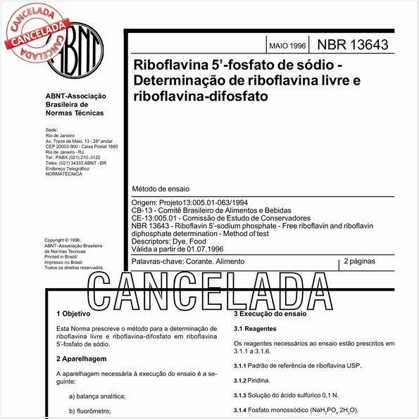 Riboflavina 5'-fosfato de sódio - Determinação de riboflavina livre e riboflavina-difosfato