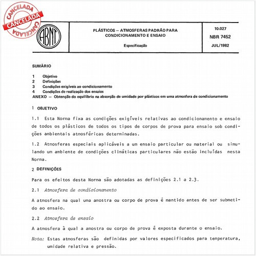 Plásticos - Atmosferas padrão para condicionamento e ensaio