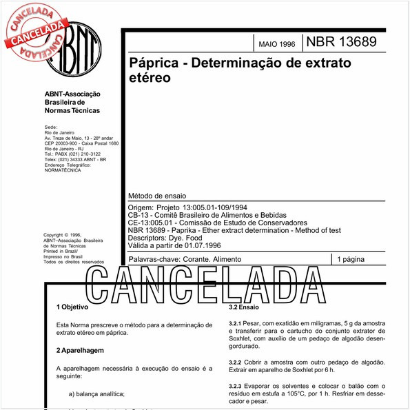 Páprica - Determinação de extrato etéreo