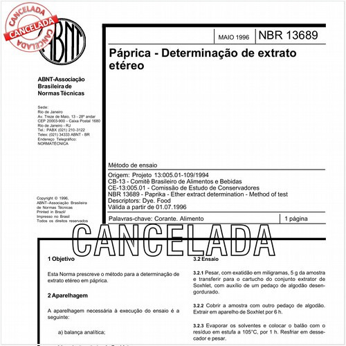 Páprica - Determinação de extrato etéreo