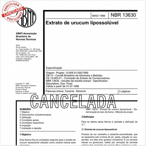 Extrato de urucum lipossolúvel