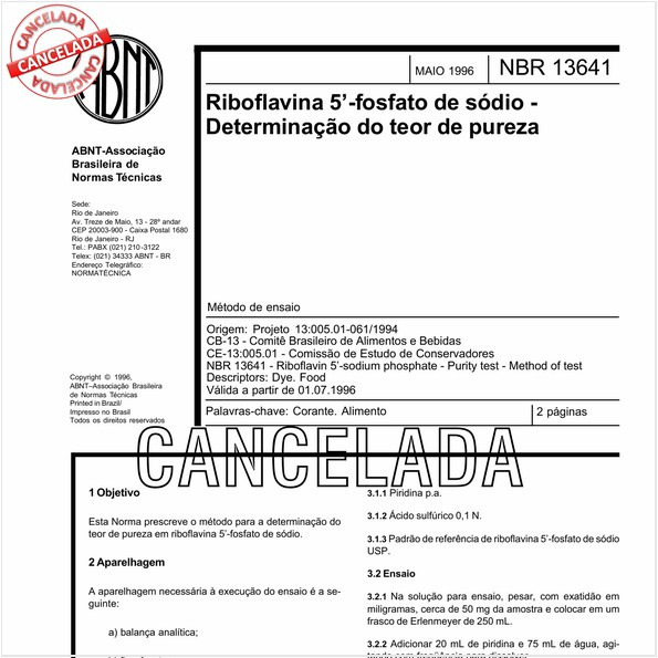 Riboflavina 5'-fosfato de sódio - Determinação do teor de pureza