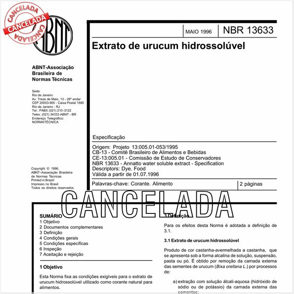 Extrato de urucum hidrossolúvel