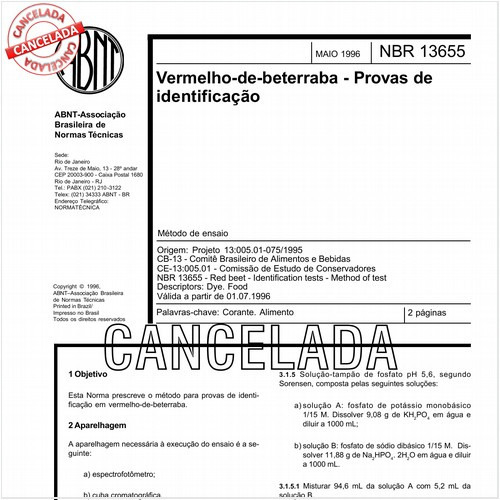Vermelho-de-beterraba - Provas de identificação