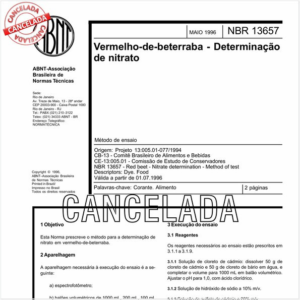 Vermelho-de-beterraba - Determinação de nitrato