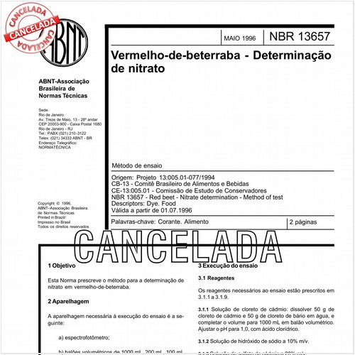 Vermelho-de-beterraba - Determinação de nitrato