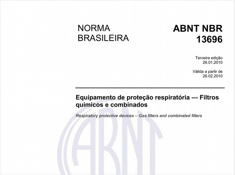 Equipamento de proteção respiratória - Filtros químicos e combinados