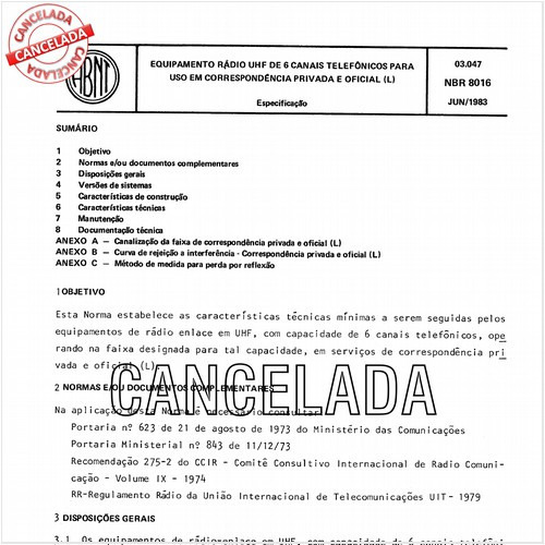 Equipamento rádio UHF de 6 canais telefônicos para uso em correspondência privada e oficial (l)