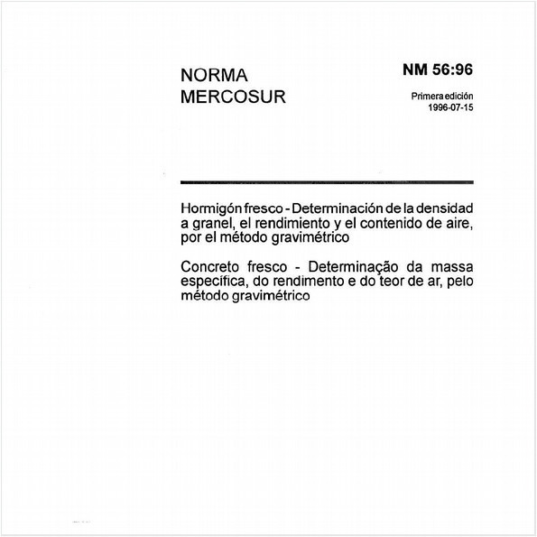 Concreto fresco - Determinação da massa específica, do rendimento e do teor de ar, pelo método gravimétrico